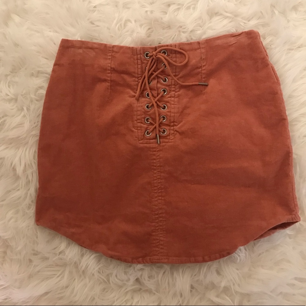 Pink/orange lace up skirt!